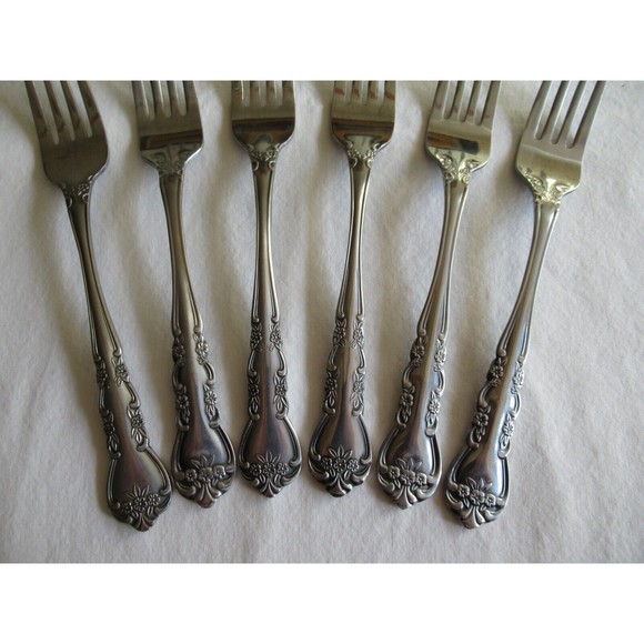 Roberts Rogers Co Korea & Taiwan DELIGHT Stainless Lot of 6x Dinner Forks 6.9" - Picture 5 of 10